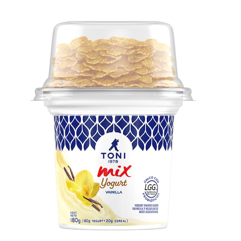 Yogur Entero Sabor Vainilla con Copos de Maíz Azucarados para Mezclar -  Cremigal